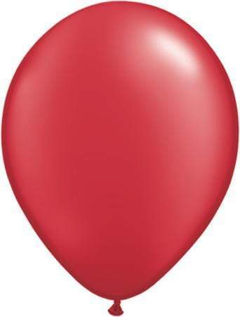Qualatex Latex Pearl Ruby Red 5 inch Helium Quality Balloons, 100 pack
