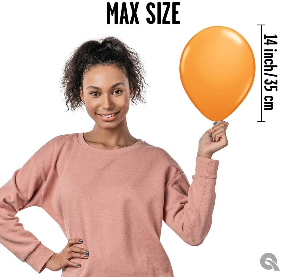 Qualatex Latex Standard Orange 11" Helium Quality Balloons, 100 Pack