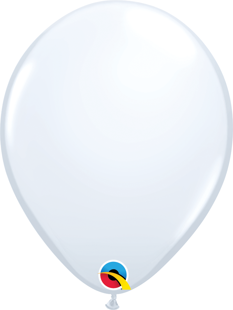 Qualatex Latex Standard White 11" Helium Quality Balloons, 100 Pack