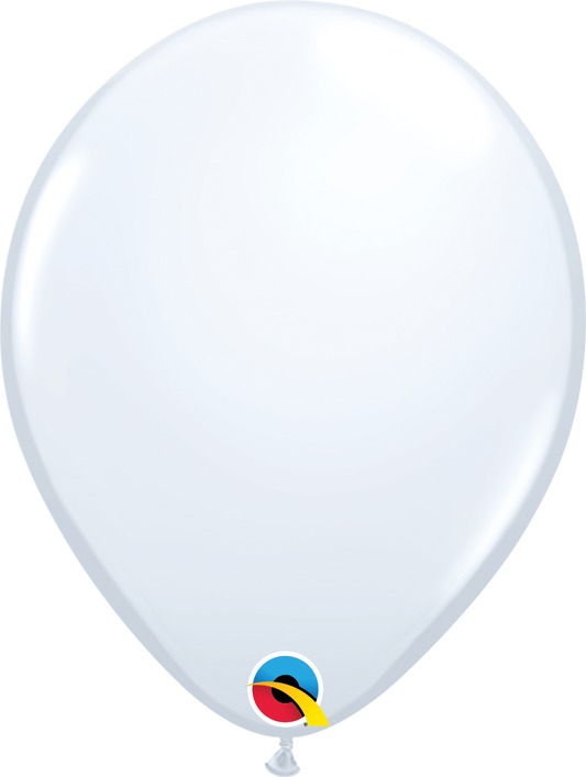 Qualatex Latex Standard White 11" Helium Quality Balloons, 100 Pack